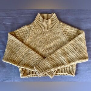 Topshop yellow cropped knit sweater